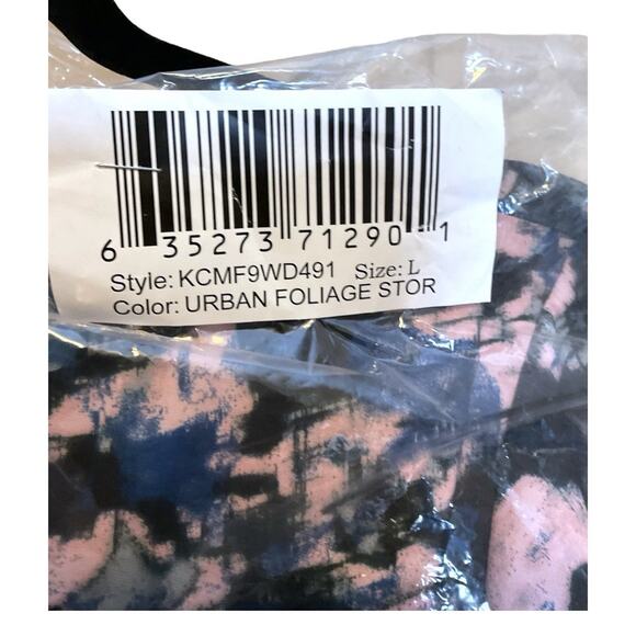 Kenneth Cole Abstract Print Ruched Sheath Dress NWT 3/4 Sleeves Blue Pink Sz L - Picture 9 of 13